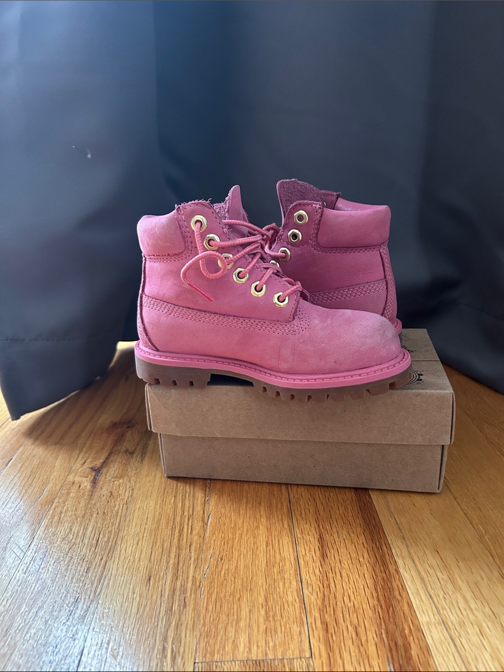 Timberland Kids Pink Suede Lace-Up Boots
